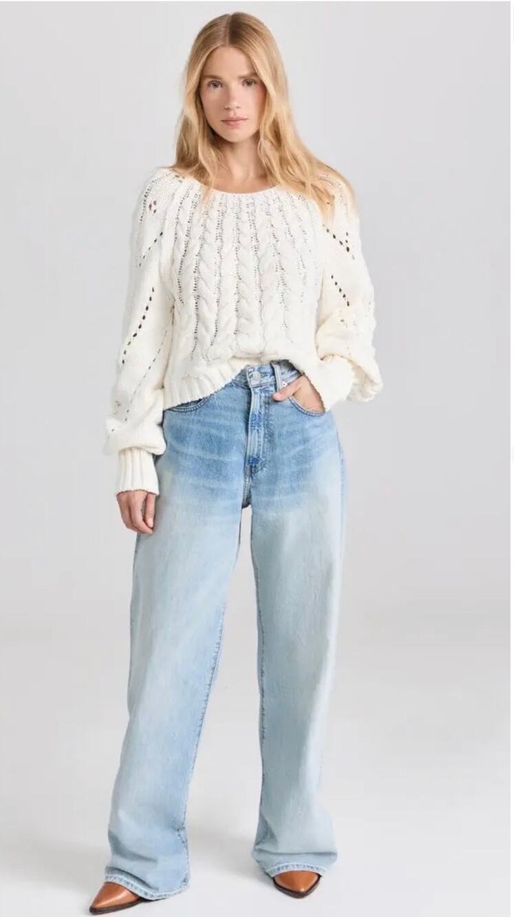 NWOT /  Free People Sandre Cable Stitch Pullover Sweater / sz XS
